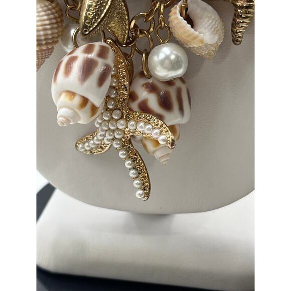 Betsey Johnson Pearls Sea Starfish Seashell Two Strand Statement NECKLACE New - Picture 11 of 11